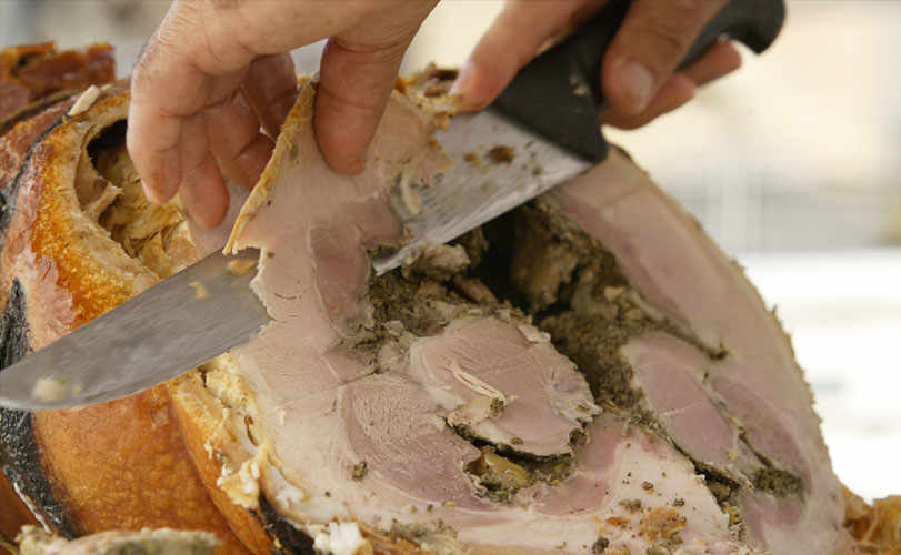 The porchetta of Monte San Savino is one of the symbols of the Val di Chiana.